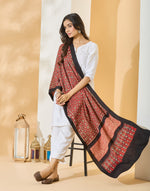 Red Viscose Blend Ajrakh Printed Stole