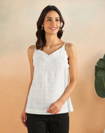 White Cotton Dobby Blossom Top