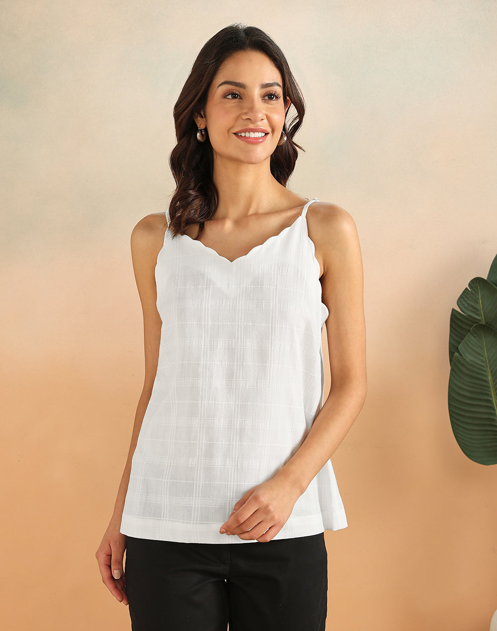 White Cotton Dobby Blossom Top