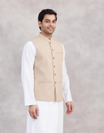 Beige Cotton Nehru Jacket