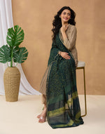 Green Cotton Silk Blend Dabu Printed Dupatta