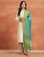 Turquoise Cotton Silk Blend Maheshwari Dupatta