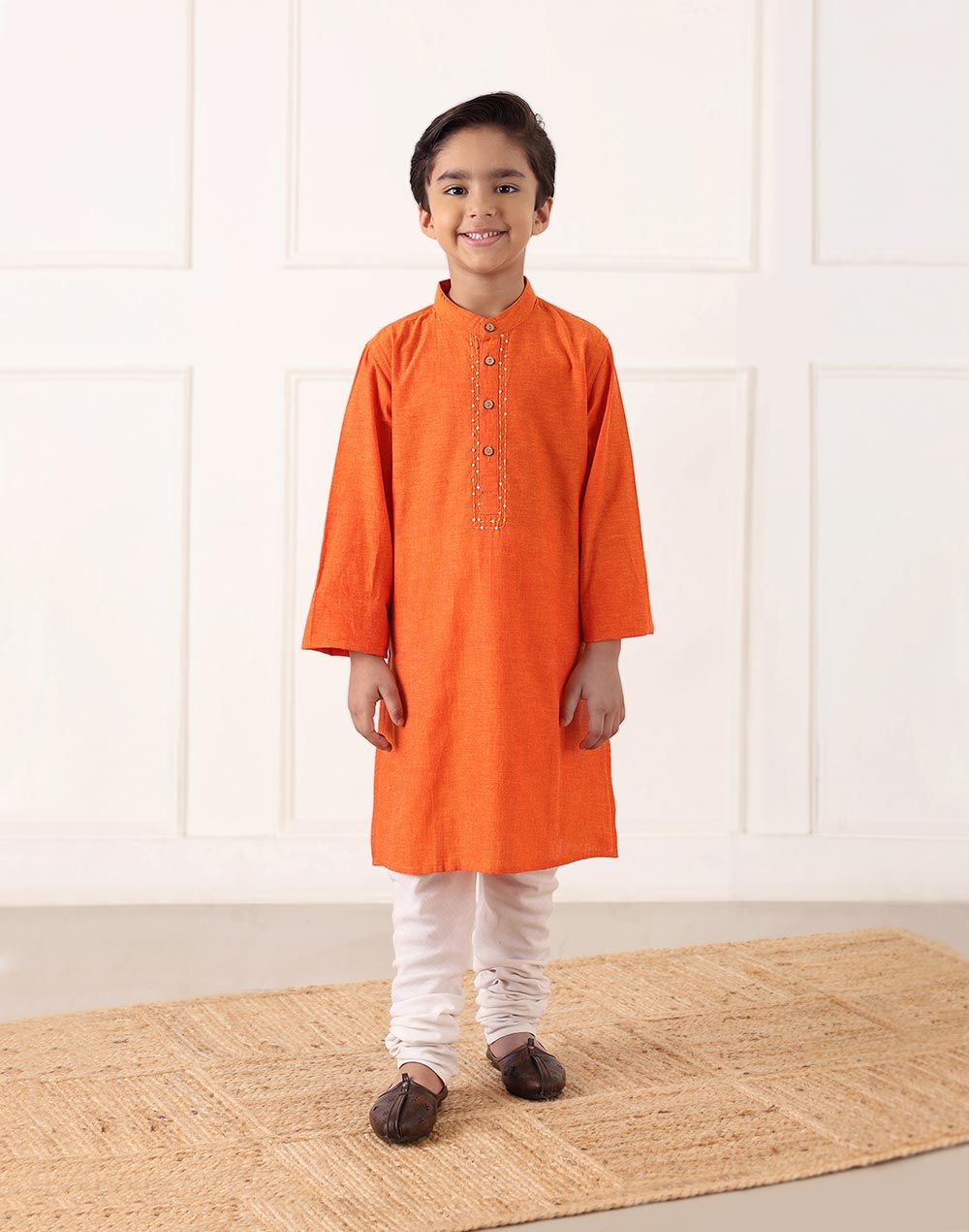 Orange Cotton Hand Block Printed 2pc Kurta Set