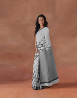 White Cotton Hand Block Printed Sari