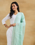 Blue Cotton Silk Blend Chikankari Dupatta