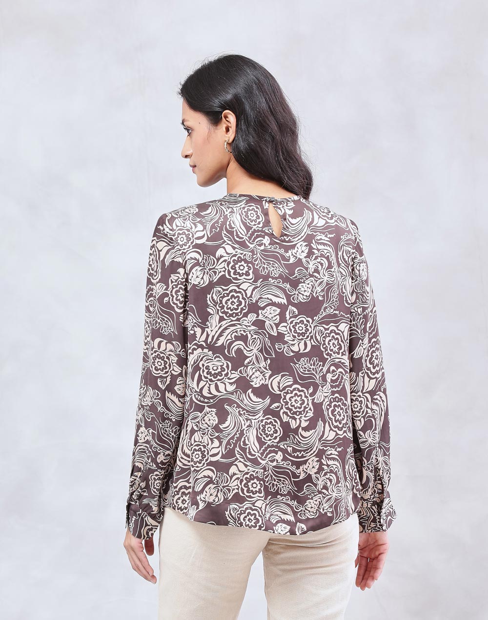 Black Rayon Blend Printed Top