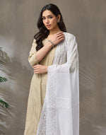 White Cotton Silk Blend Chikankari Dupatta