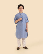 Blue Cotton Chikankari Kurta Long