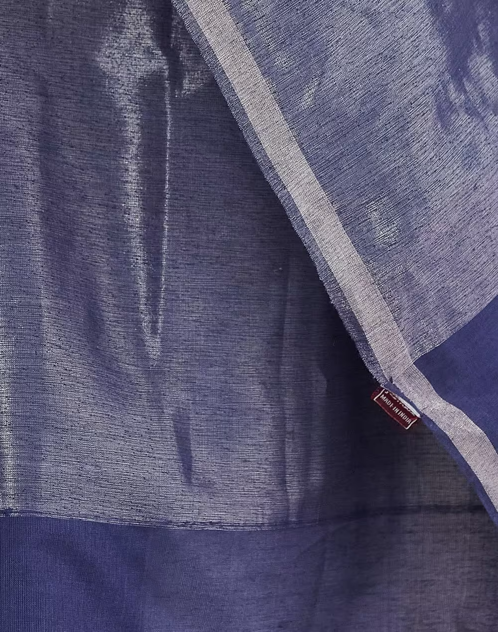 Navy Cotton Silk Blend Hand Woven Stole