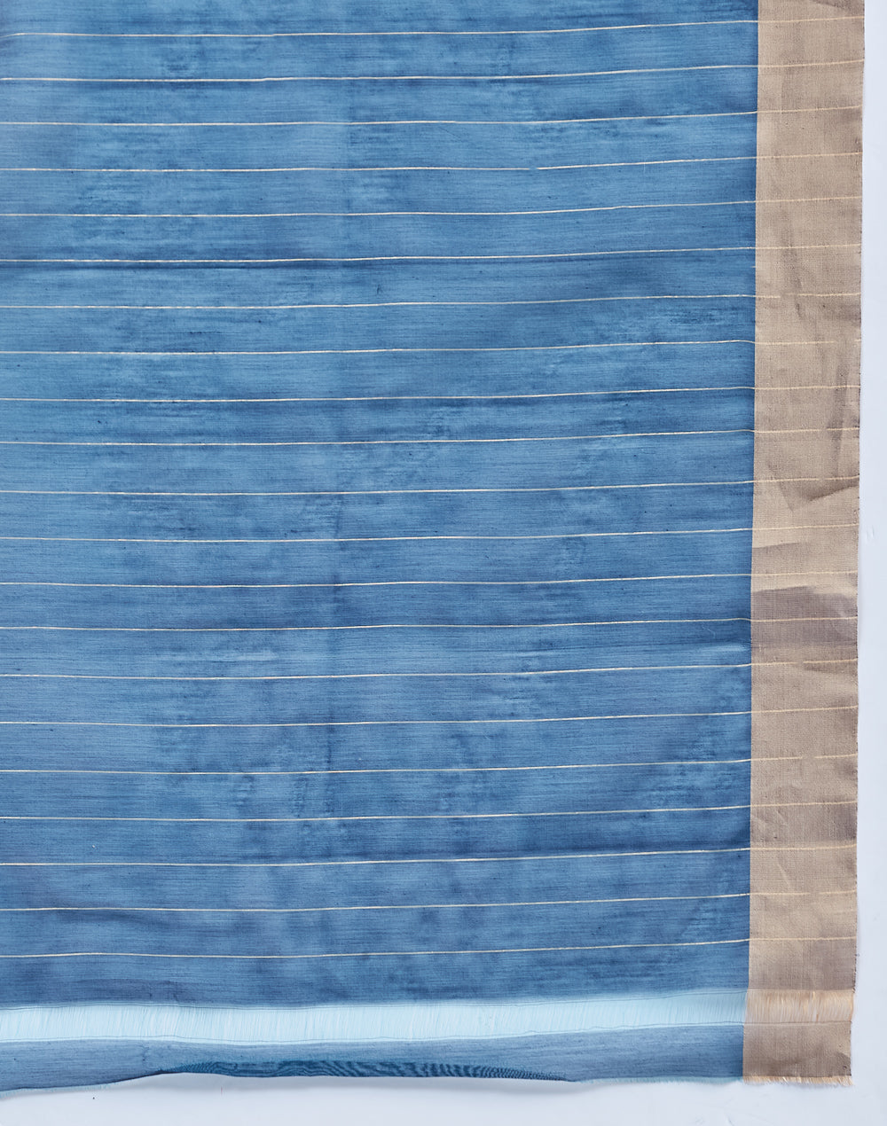 Teal Cotton Silk Blend Chanderi Sari