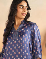Blue Rayon Blend Hand Block Printed Helen Top