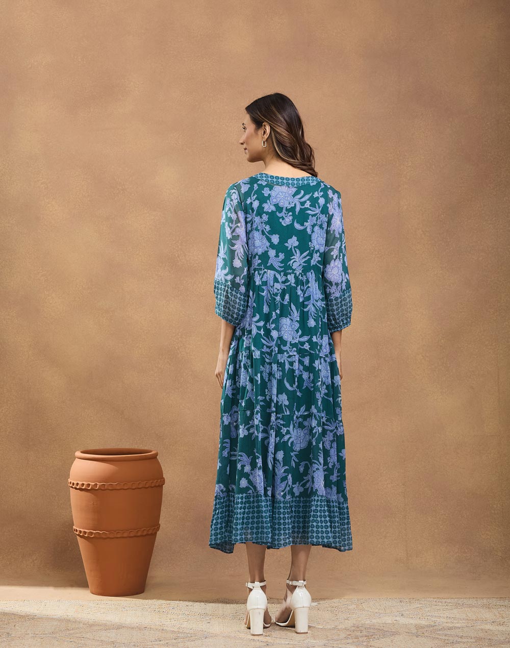 Green Viscose Printed Maxi