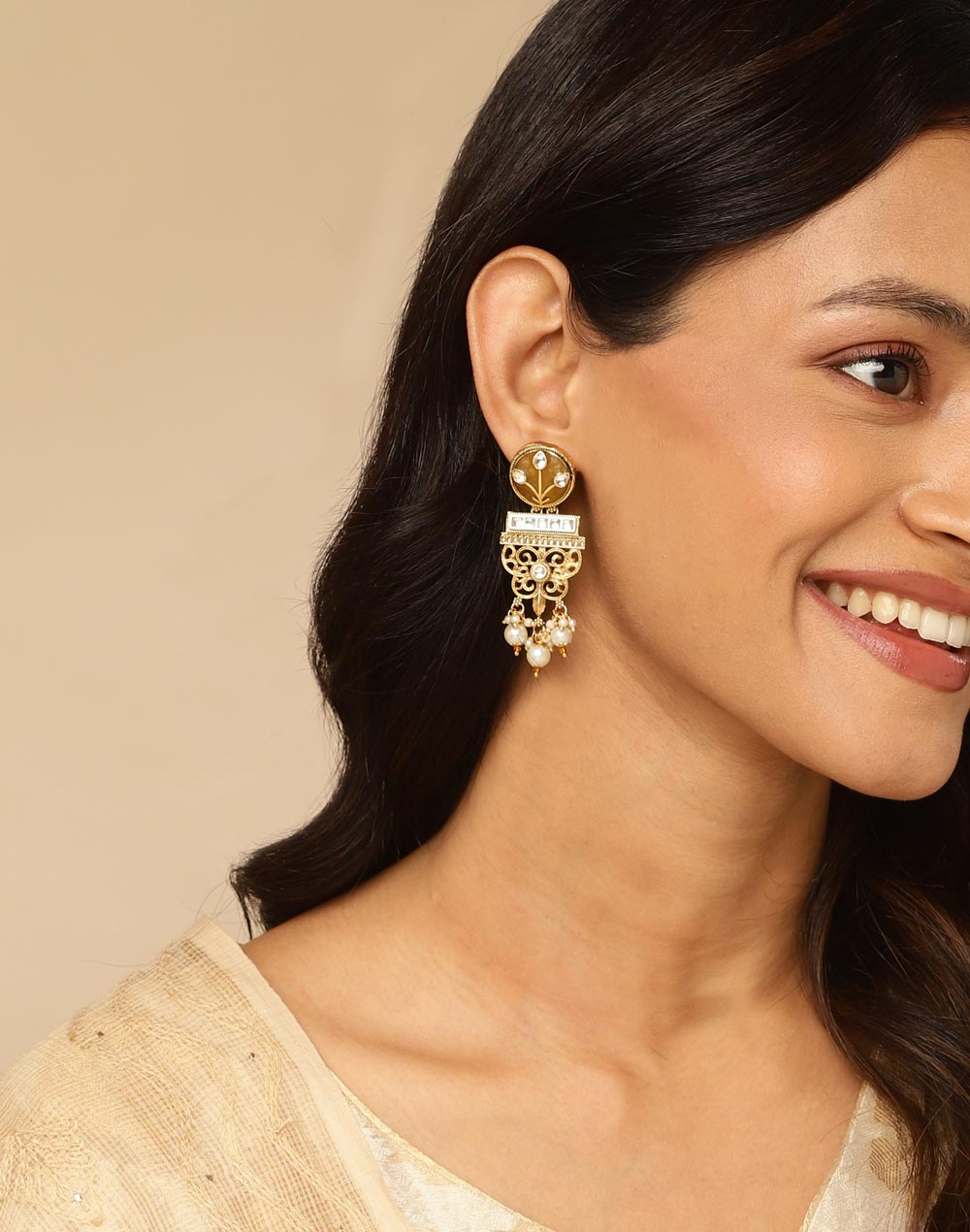 Gold Metal Dangler Earrings