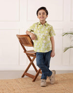 Green Cotton Hand Block Printed Shirt