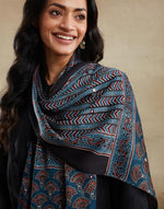 Indigo Viscose Blend Ajrakh Printed Stole