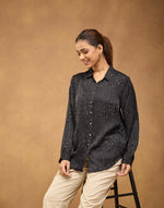 Black Rayon Blend Ajrakh Printed Allure Shirt