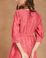 Pink Cotton Silk Hand Block Printed Midi Dress