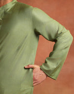 Green Viscose Silk Long Kurta