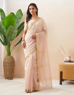 Pink Cotton Silk Blend Maheshwari Sari