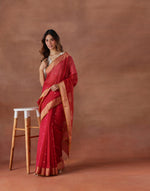 Pink Cotton Silk Blend Woven Wonders Chanderi Sari