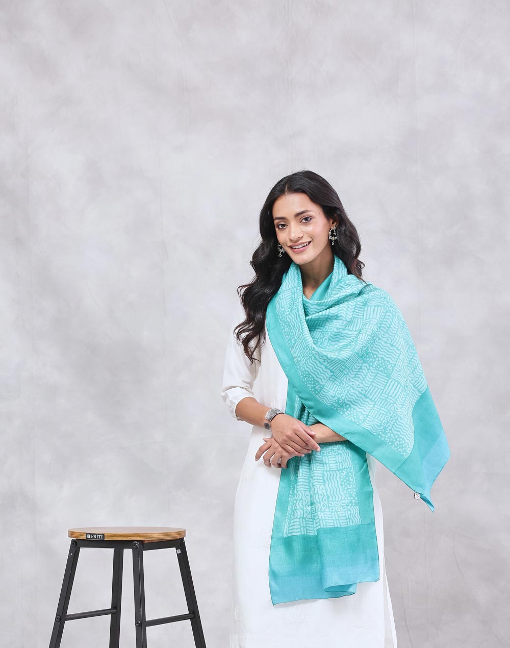 Teal Silk Symphony Stole