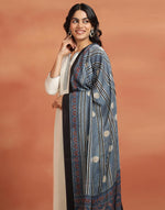 Blue Viscose Blend Ajrakh Printed Dupatta