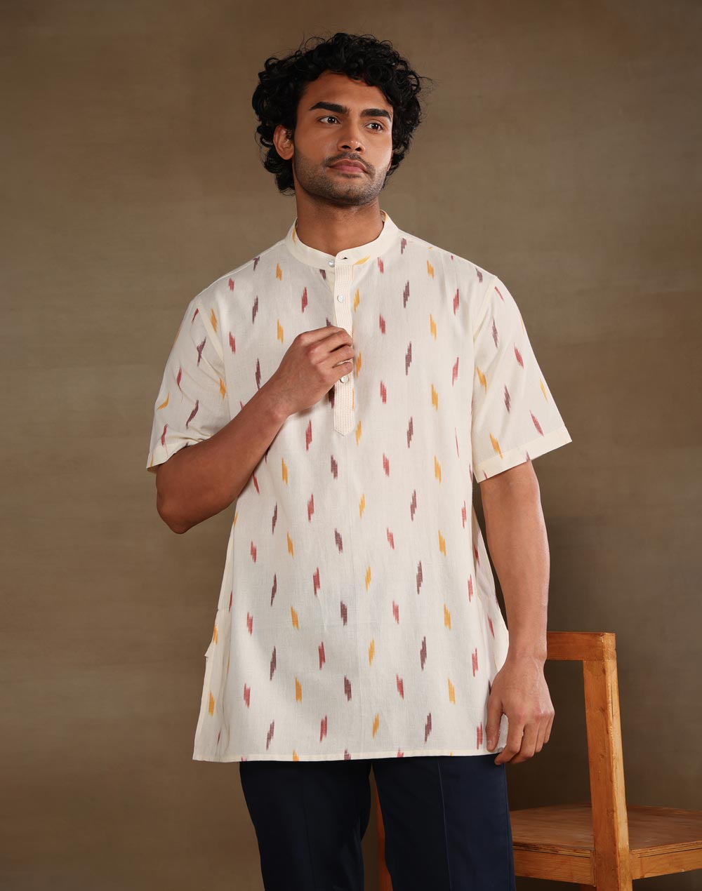 Natural Cotton Ikat Short Kurta