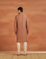 Orange Viscose Silk Slim Fit Long Kurta