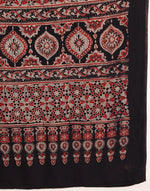 Black Viscose Blend Ajrakh Printed Sari