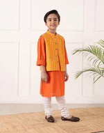 Orange Cotton Hand Block Printed 2pc Kurta Set