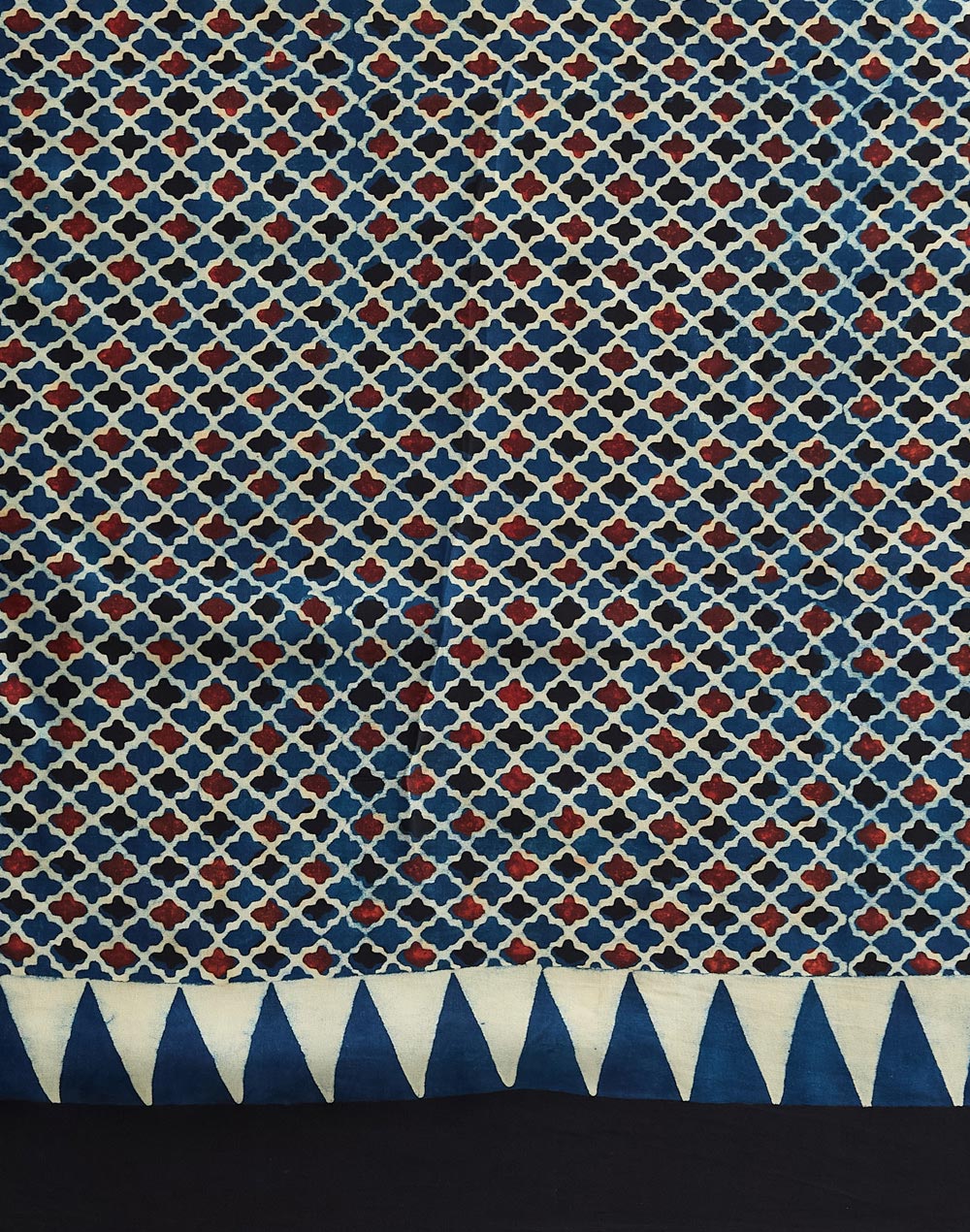Indigo Viscose Blend Ajrakh Printed Sari