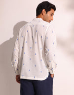 White Cotton Dobby Slim Fit Mid Placket Shirt