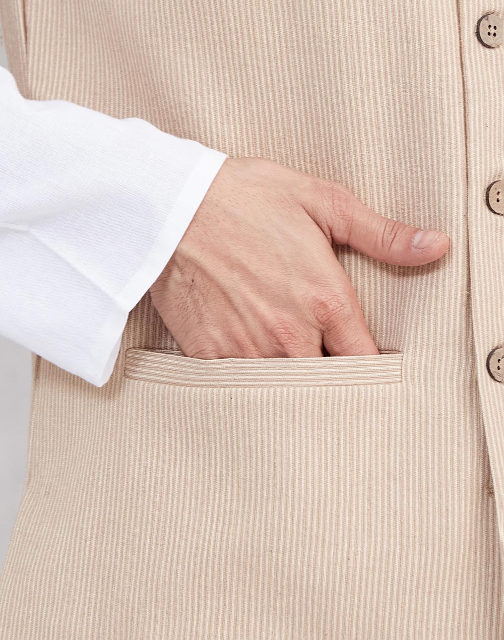 Beige Cotton Nehru Jacket
