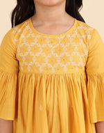 Yellow Cotton Chikankari Bluebell Dress