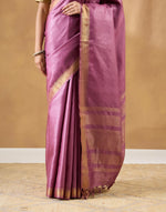 Purple Silk Blend Hand Woven Sari
