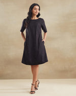 Black Viscose Silk Short Dress