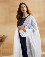 White Cotton Silk Chikankari Dupatta