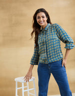 Blue Rayon Blend Ajrakh Allure Shirt