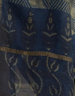 Indigo Cotton Silk Blend Hand Block Printed Dupatta
