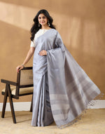 Grey Silk Blend Sari