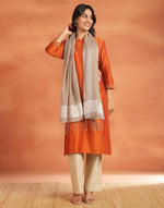 Beige Cotton Silk Blend Hand Woven Stole