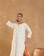 Natural Cotton Silk Embroidered Long Kurta