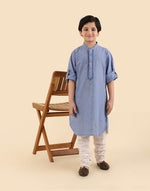 Blue Cotton Chikankari Kurta Long