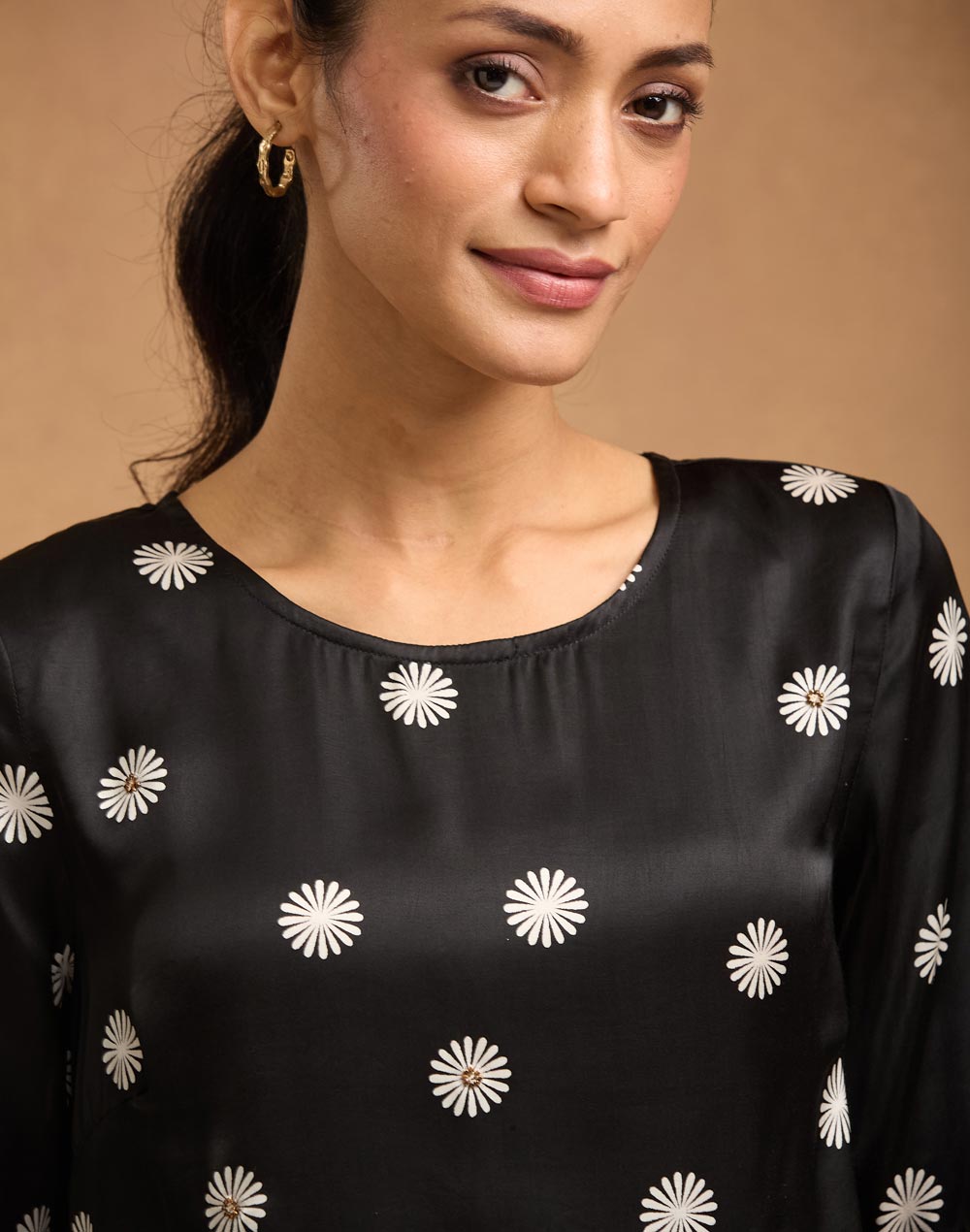 Black Viscose Short Top