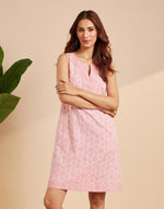 Pink Cotton Chikankari Short Dress