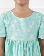 Blue Cotton Hand Block Printed Dress