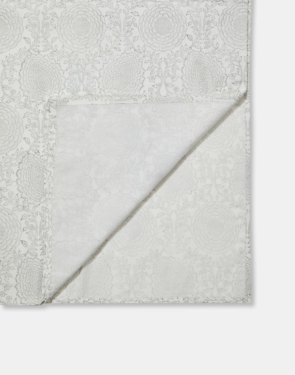 Grey Hand Block Cotton Printed Bed Sheet With 2 Pillow Covers