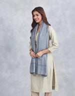 Grey Silk Hand Block Printed Stole