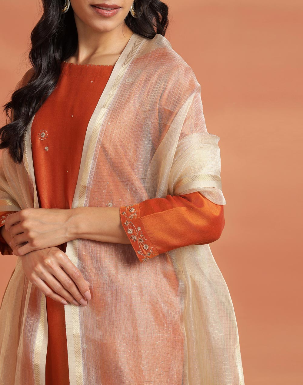 Natural Cotton Silk Blend Maheshwari Dupatta