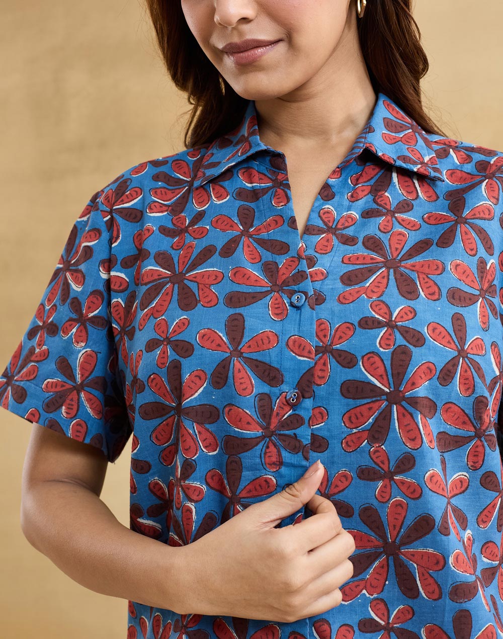 Blue Cotton Bagru Shirt